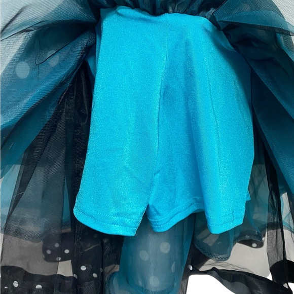 Child’s polka dot dance costume black white & teal size medium built in shorts - Picture 3 of 3